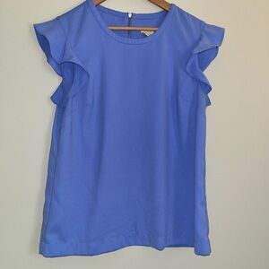 J. Crew Periwinkle Ruffle Sleeve Blouse